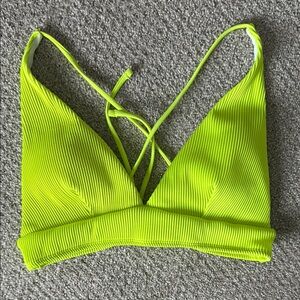 Vibrant Neon Green Ribbed Bikini Top
